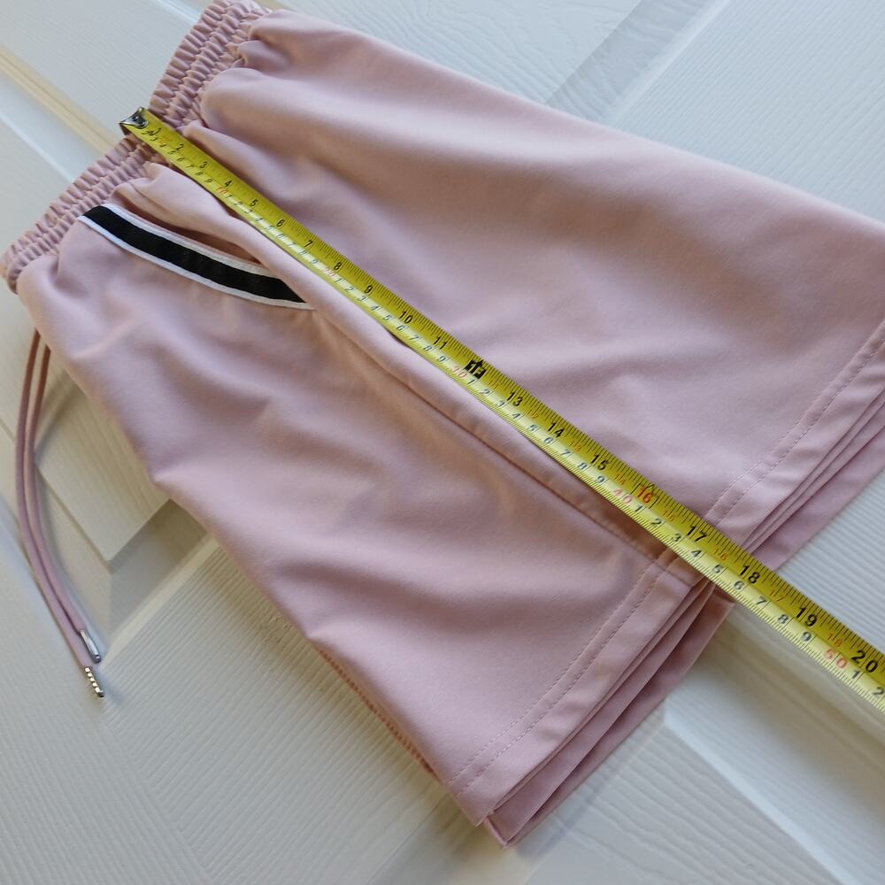 Shein Pink French Terry Shorts L contrast tape pockets drawstring elastic waist - Picture 9 of 9